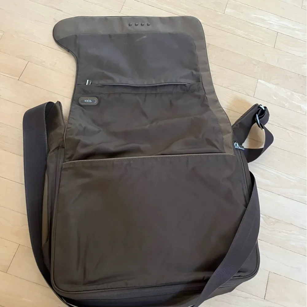 TUMI T-Tech 51128 Messenger Bag in Dark Brown and Olive Green
